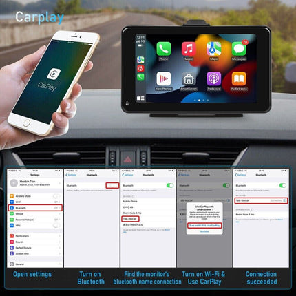 Monitor 7 pollici CarPlay Bluetooth per smartphone cellulare Ios e Android touchscreen autoradio FM uscita aux slot tf card - enzoled