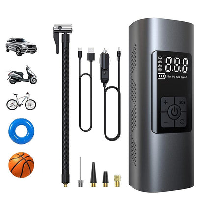 Compressore ad aria con vari accessori gonfiatore per ruote auto e moto ricaricabile - enzoled