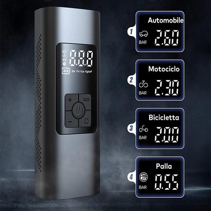 Compressore ad aria con vari accessori gonfiatore per ruote auto e moto ricaricabile - enzoled