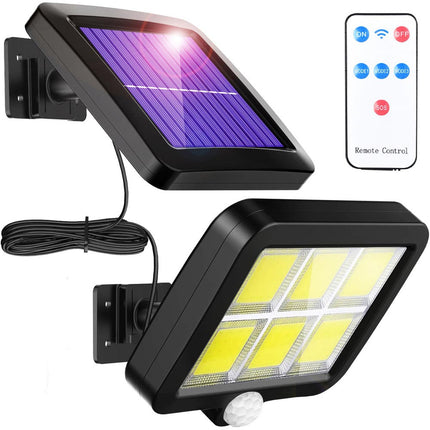 Faretto solare 6 led cob con pannello solare sensore crepuscolare e di movimento 3 modalità di impostazione di luce con telecomando IP67 - enzoled