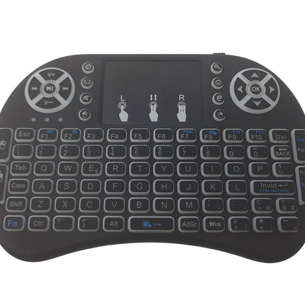 Mini tastiera wireless retroilluminata ricaricabile tastierino per smart tv mouse touch pad per tablet cellulare - enzoled