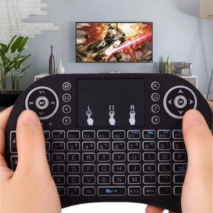 Mini tastiera wireless retroilluminata ricaricabile tastierino per smart tv mouse touch pad per tablet cellulare - enzoled