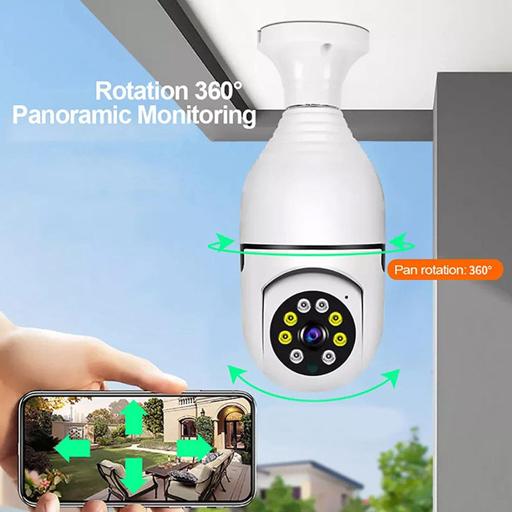 Telecamera IP led lampadina E27 wifi 2.4 Ghz lente 360° videosorveglianza visione notturna controllo remoto app - enzoled