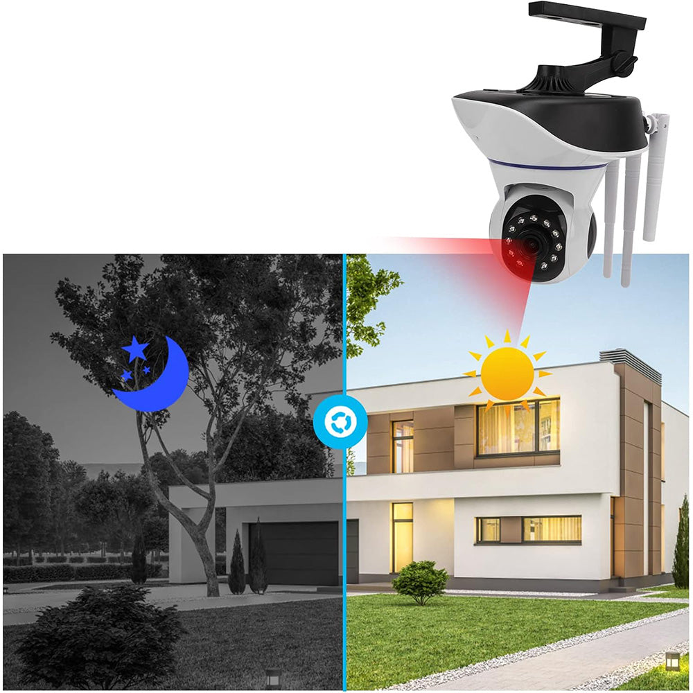 Telecamera IP motorizzata wireless hd 720p 3 antenne camera con connessione wifi o lan rj45 con microfono audio led infrarossi e registrazione su micro sd camera - enzoled