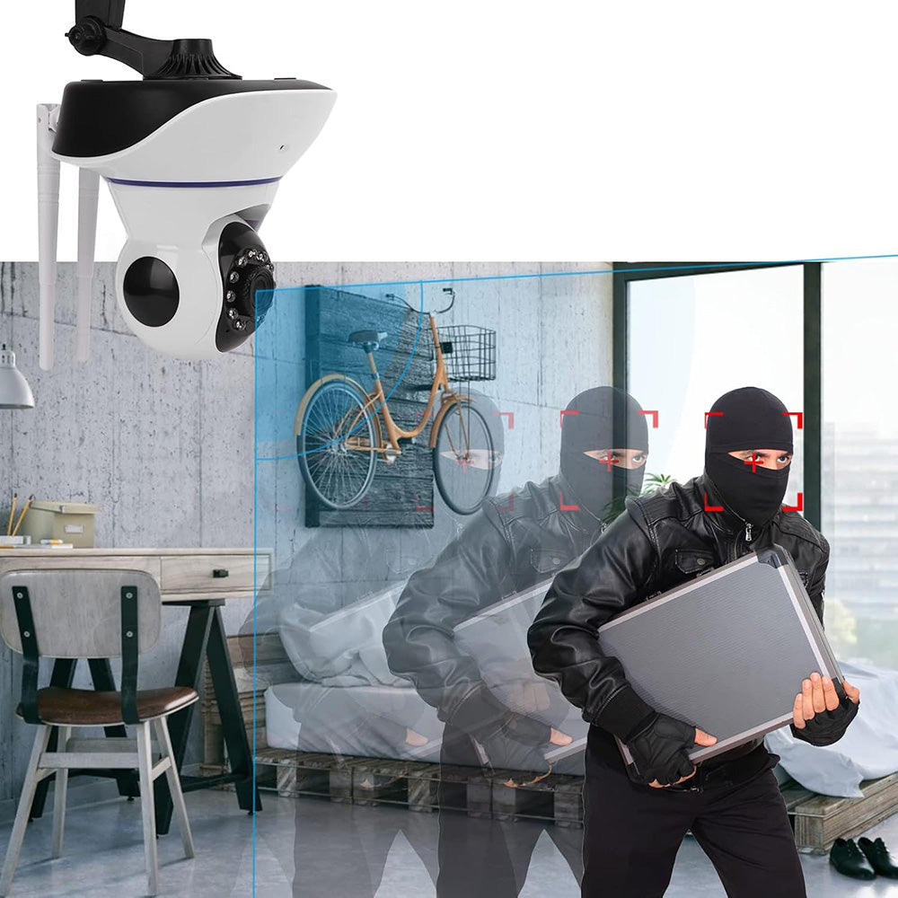 Telecamera IP motorizzata wireless hd 720p 3 antenne camera con connessione wifi o lan rj45 con microfono audio led infrarossi e registrazione su micro sd camera - enzoled