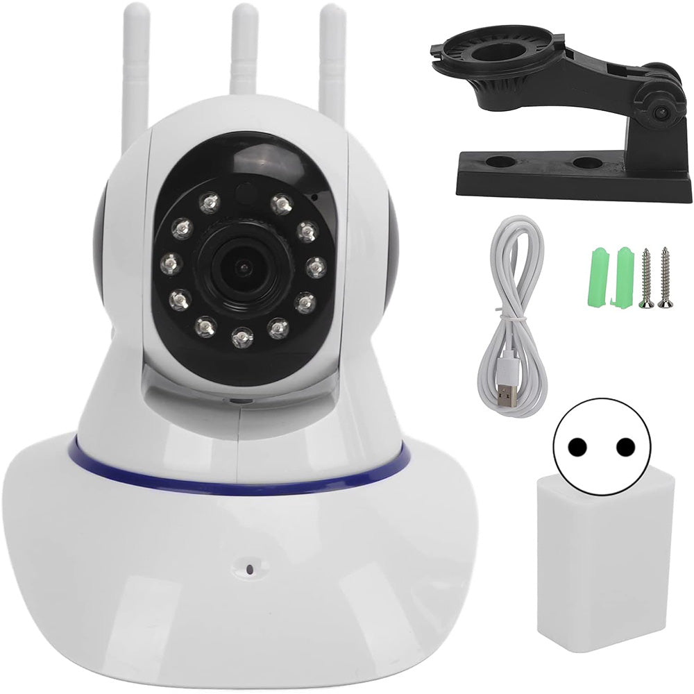 Telecamera IP motorizzata wireless hd 720p 3 antenne camera con connessione wifi o lan rj45 con microfono audio led infrarossi e registrazione su micro sd camera - enzoled