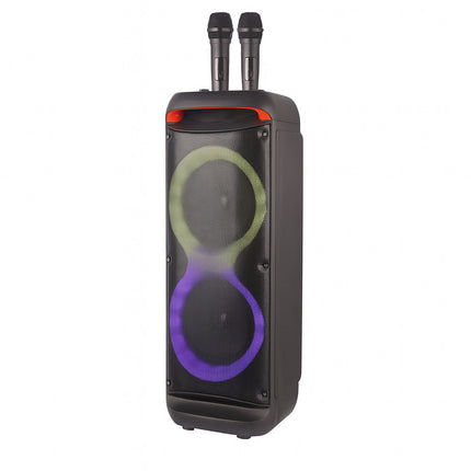 Cassa karaoke bluetooh 40 watt 2 microfoni e telecomando luci rgb