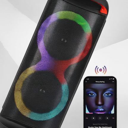 Cassa karaoke bluetooh 40 watt 2 microfoni e telecomando luci rgb