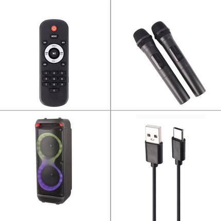 Cassa karaoke bluetooh 40 watt 2 microfoni e telecomando luci rgb
