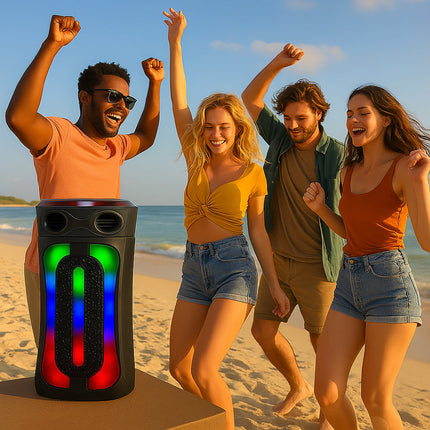 Cassa karaoke RGB bluetooth 60W rodio FM USB SD/TF ricaricabile enzoled