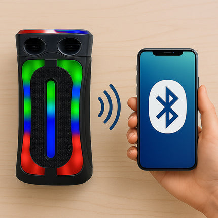 Cassa karaoke RGB bluetooth 60W rodio FM USB SD/TF ricaricabile enzoled