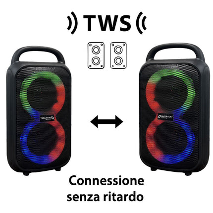 Cassa bluetooth TWS radio FM luci led RGB 40W ricaricabile USB/TF enzoled