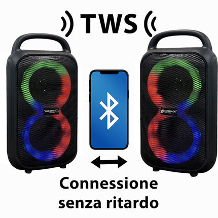 Cassa bluetooth TWS radio FM luci led RGB 40W ricaricabile USB/TF enzoled