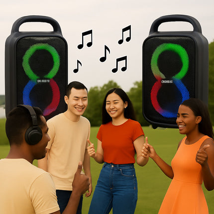 Cassa bluetooth TWS radio FM luci led RGB 40W ricaricabile USB/TF enzoled