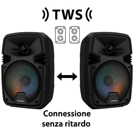 Cassa bluetooth TWS radio FM luci led RGB 10W ricaricabile USB/TF enzoled