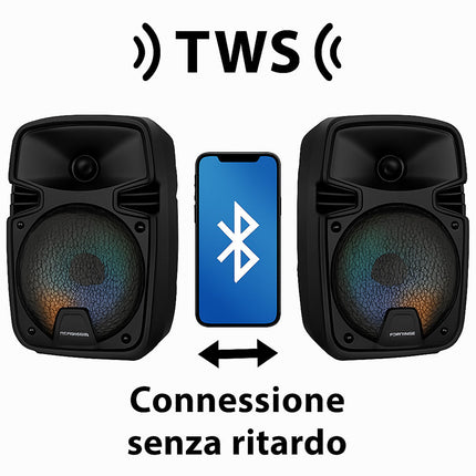 Cassa bluetooth TWS radio FM luci led RGB 10W ricaricabile USB/TF enzoled