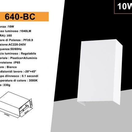 APPLIQUE ESTERNO/BIANCO/10W/3000K - enzoled