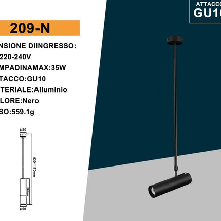 Lampadario portafaretto pendente a sospensione GU10 lampada a cilindro con asta regolabile per cucina isola decorativo enzoled