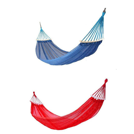 Amaca da giardino e da campeggio colorata in cotone con supporto in legno da appendere con sacca per il trasporto 185x135 cm - enzoled