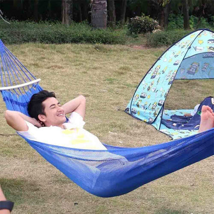 Amaca da giardino e da campeggio colorata in cotone con supporto in legno da appendere con sacca per il trasporto 185x135 cm - enzoled