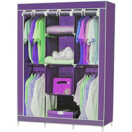 Guardaroba in Tessuto salvaspazio per Campeggio Organizer Armadio con Zip e scaffali 130x175x45 cm vari colori - enzoled