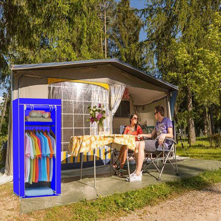 Guardaroba in Tessuto salvaspazio per Campeggio Organizer Armadio con Zip e scaffali 150x60x45 cm - enzoled