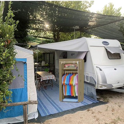 Guardaroba in Tessuto salvaspazio per Campeggio Organizer Armadio con Zip e scaffali 150x60x45 cm - enzoled