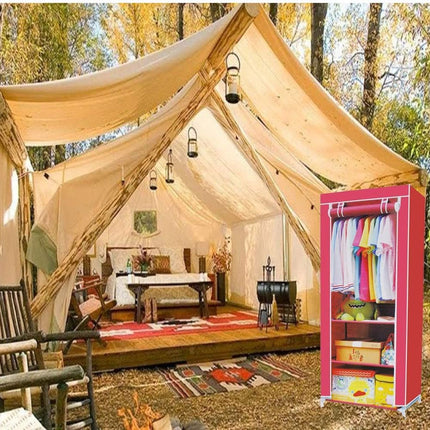 Guardaroba in Tessuto salvaspazio per Campeggio Organizer Armadio con Zip e scaffali 175X70x45 cm - enzoled