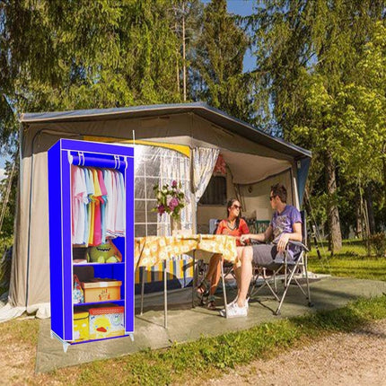 Guardaroba in Tessuto salvaspazio per Campeggio Organizer Armadio con Zip e scaffali 175X70x45 cm - enzoled