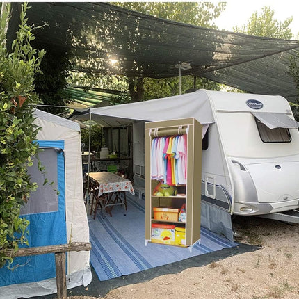 Guardaroba in Tessuto salvaspazio per Campeggio Organizer Armadio con Zip e scaffali 175X70x45 cm - enzoled