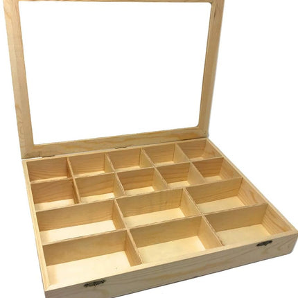 Bacheca in legno 16 posti con porta trasparente espositore vetrinetta per minuterie da collezione porta gioielli per decoupage - enzoled