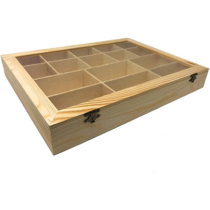 Bacheca in legno 16 posti con porta trasparente espositore vetrinetta per minuterie da collezione porta gioielli per decoupage - enzoled