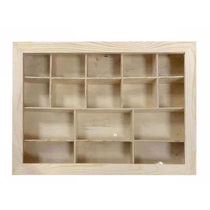 Bacheca in legno 16 posti con porta trasparente espositore vetrinetta per minuterie da collezione porta gioielli per decoupage - enzoled