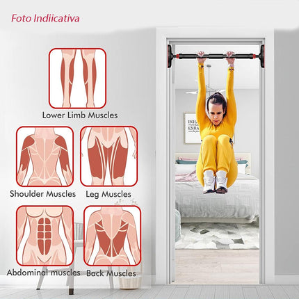 Barra per trazioni da porta regolabile da 95 a 120 cm fissaggio senza viti sbarra per allenamento bicipiti dorsali tricipidi addominali carico max 200 kg - enzoled