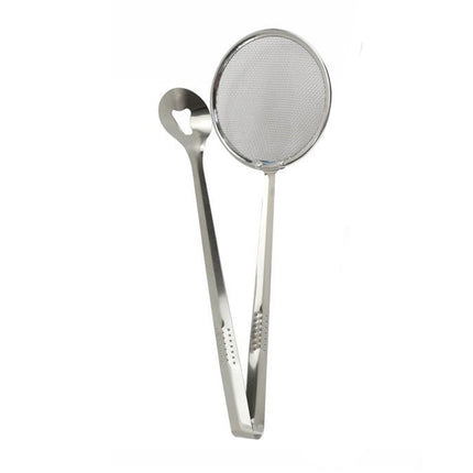 Pinza con colino scola frittura utensili da cucina pinzetta elimina olio in eccesso strizza e cola - enzoled