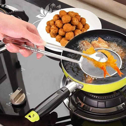 Pinza con colino scola frittura utensili da cucina pinzetta elimina olio in eccesso strizza e cola - enzoled