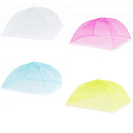 Set di 4 ombrellini coprivivande a Rete richiudibile Proteggi Cibo Copertura per Alimenti Anti Insetti Ø 60 cm Colori Assortiti - enzoled