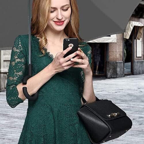 Ombrello inverso con apertura a scatto manico a C ombrelli al contrario reversibile per pioggia antisgocciolo vari colori - enzoled