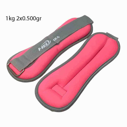 Coppia di pesi in sabbia regolabili per polso e caviglia per allenarsi da 0,5 0,750 1 1,5 Kg muscoli gambe e braccia fitness palestra sport rosa - enzoled