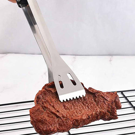 Pinza a molla da barbecue in acciaio con manico in legno utensile per baciata grill attrezzi da cucina - enzoled