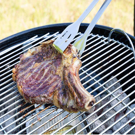 Pinza a molla da barbecue in acciaio con manico in legno utensile per baciata grill attrezzi da cucina - enzoled