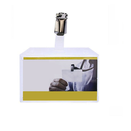 Porta badge 12 pezzi in plastica rigida trasparente con clip cartellino portabiglietti orizzontale 90x55 mm - enzoled
