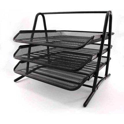 Portadocumenti porta documenti per ufficio in metallo da scrivania 3 vaschette 3 ripiani per fogli A4 - enzoled