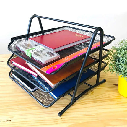 Portadocumenti porta documenti per ufficio in metallo da scrivania 3 vaschette 3 ripiani per fogli A4 - enzoled