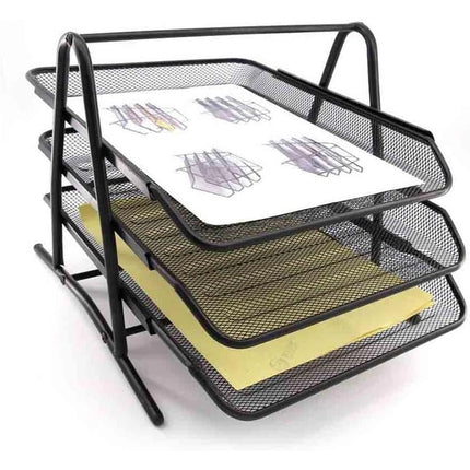 Portadocumenti porta documenti per ufficio in metallo da scrivania 3 vaschette 3 ripiani per fogli A4 - enzoled