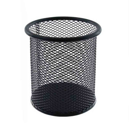 Portapenne da scrivania in metallo nero porta penne matite pennarelli oggetti organizer contenitore rotondo - enzoled