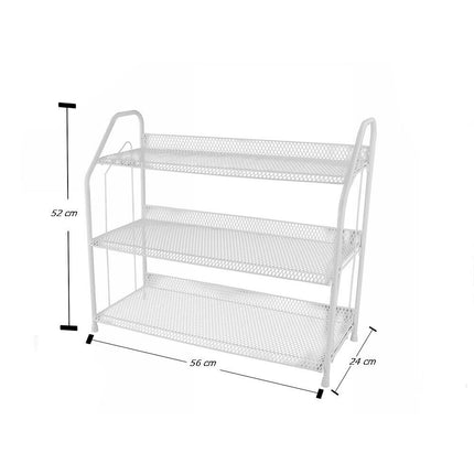 Scaffale multiuso in matallo 3 ripiani scarpiera porta oggetti mobiletto bianco da bagno cucina mensola salvaspazio organaizer - enzoled