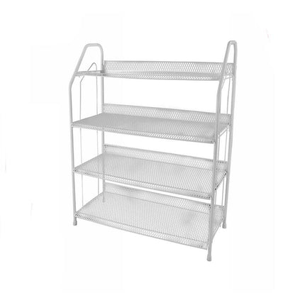 Scaffale multiuso in matallo 4 ripiani scarpiera porta oggetti mobiletto bianco da bagno cucina mensola salvaspazio organaizer - enzoled