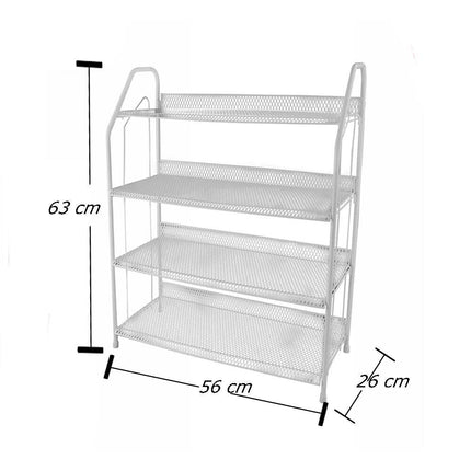 Scaffale multiuso in matallo 4 ripiani scarpiera porta oggetti mobiletto bianco da bagno cucina mensola salvaspazio organaizer - enzoled