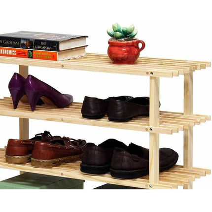 Scaffale scarpiera 3 ripiani salvaspazio impilabile in legno organizer - enzoled